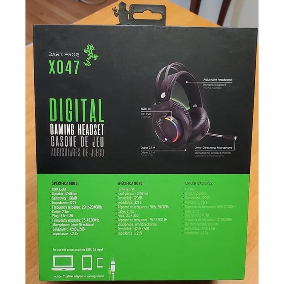 NEW Dart Frog X047 RGB Gaming Headset - Picture 2 of 5